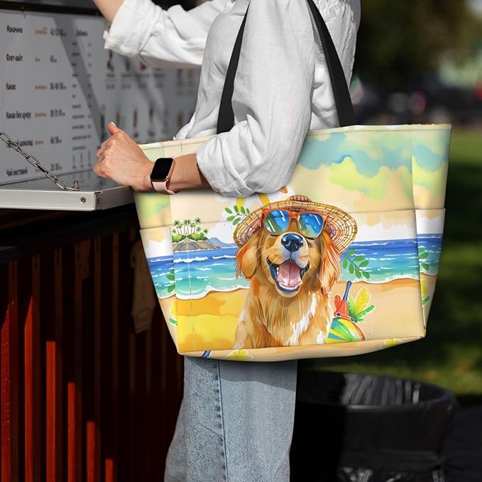 Large Beach Bag for Women Waterproof Foldable Travel Shoulder Tote Bag with Pocket for Weekender Pool Vacation