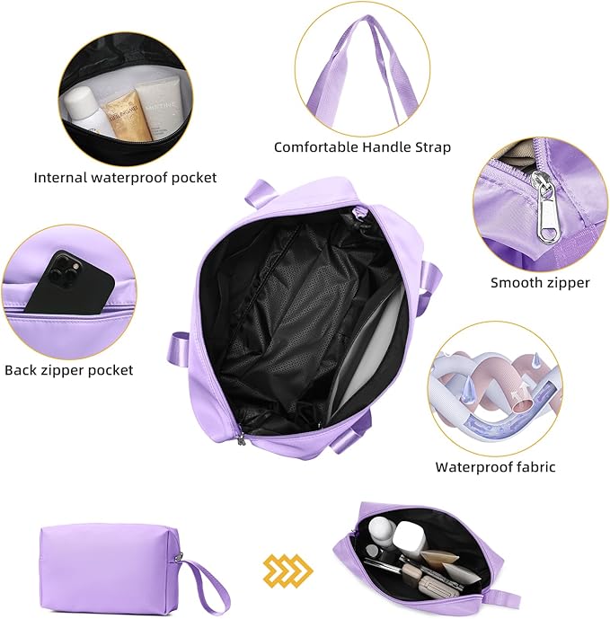 LARVENDER Luggage Sets 3 Piece with Duffel Bag Hardside PP Carry On Suitcase with 360° Spinner Wheels TSA Lock Luggage Sets for Women, Lavender