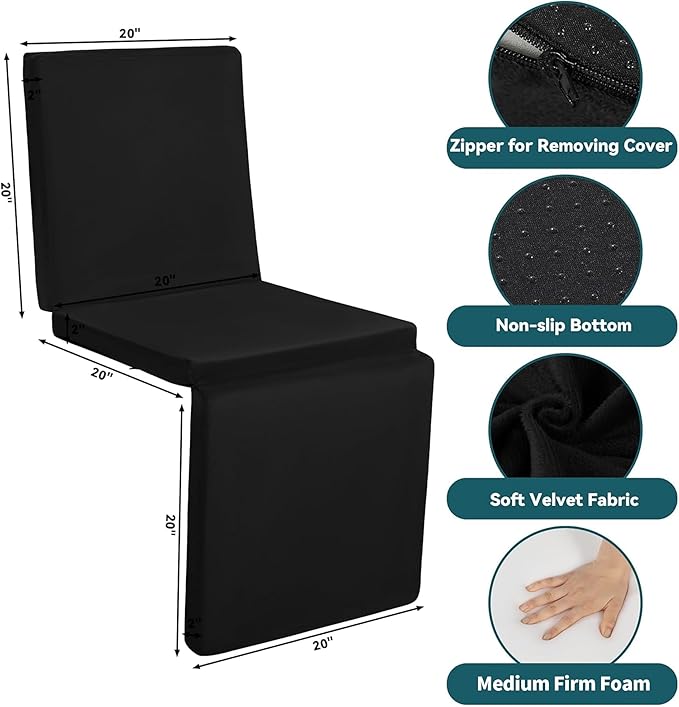 HOMBYS 3-in-1 Recliner Seat Cushion with Lumbar Support Pillow & Footrest, Multi-Functional Adjustable Height 2" to 6" for You to Choose, Non-Slip Foam Chair Cushion for Elderly, Black