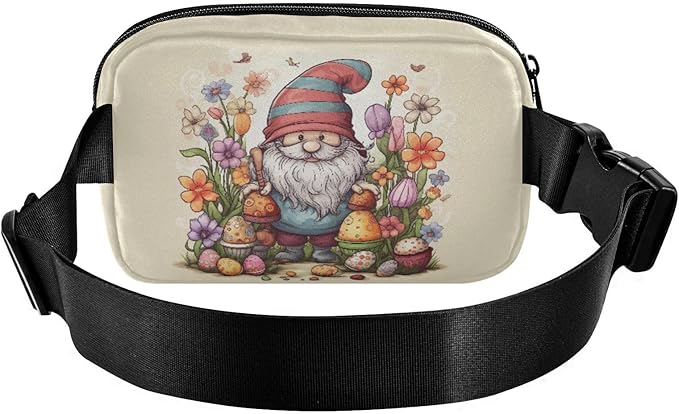 Easter Gnome Flowers Eggs Fanny Pack for Women Men Water Resistant Fashion Waist Packs with Adjustable Strap Belt Bag for Travel Workout Jogging Hiking 21217915