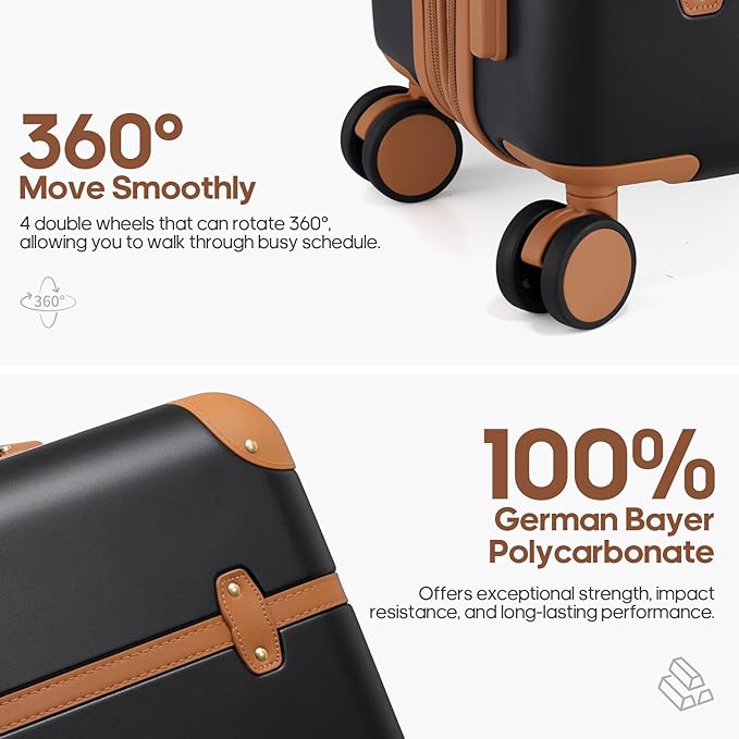 Luggage Sets 3 Piece, Expandable 100% PC Hardshell Suitcase with Spinner Wheels, 20in Suitcase Set with TSA Lock for Women, Carry On Luggage with Travel Backpack