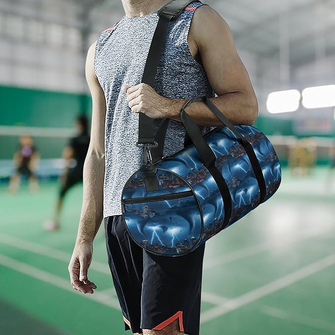Travel Duffle Bag Chicago City Tornado Storm Weather Pattern Carry On Weekender Bags Foldable Overnight Bag Workout Lightweight Bags