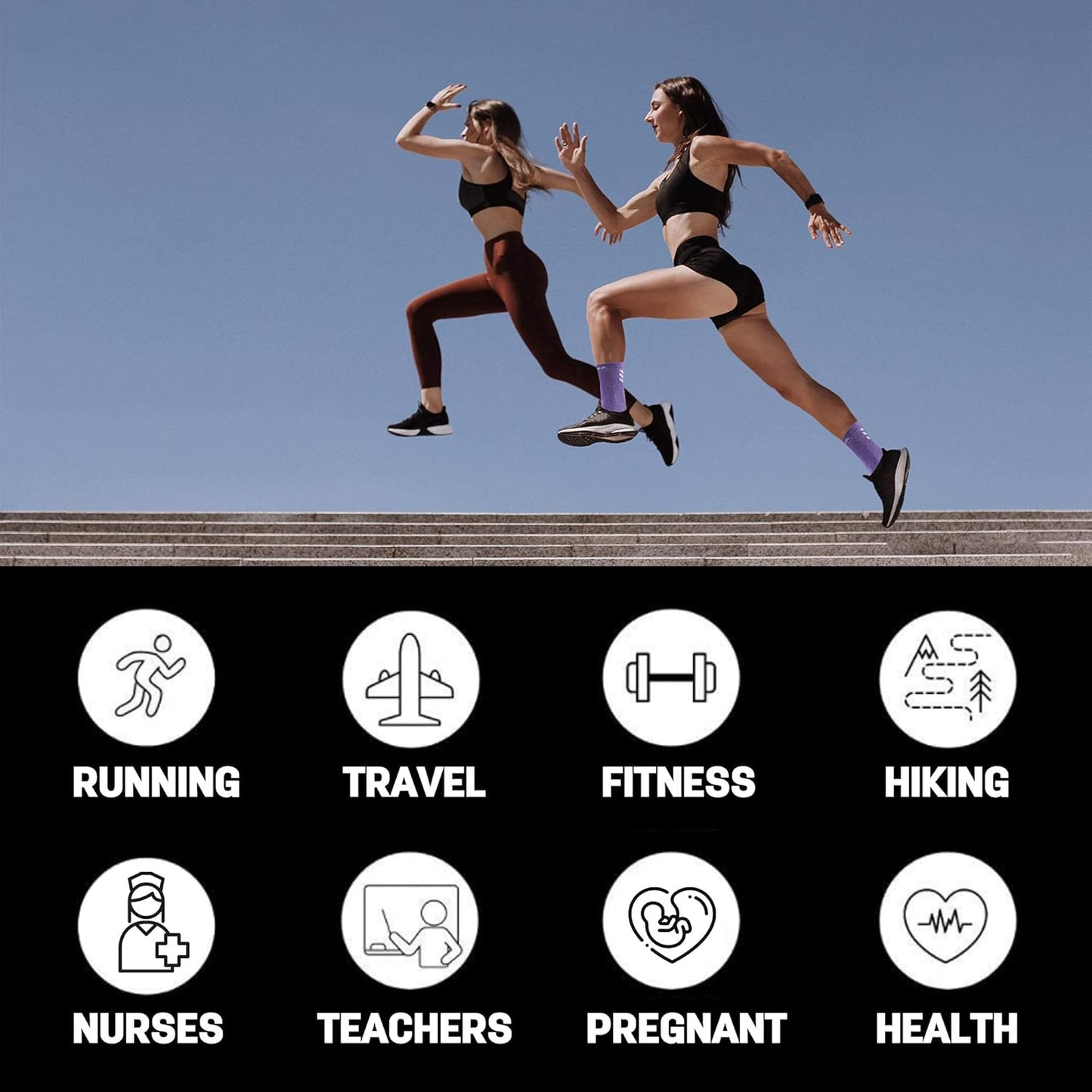 DOVAVA Dri-tech Compression Crew Socks (4/6 Pairs), Comfort Boost Circulation