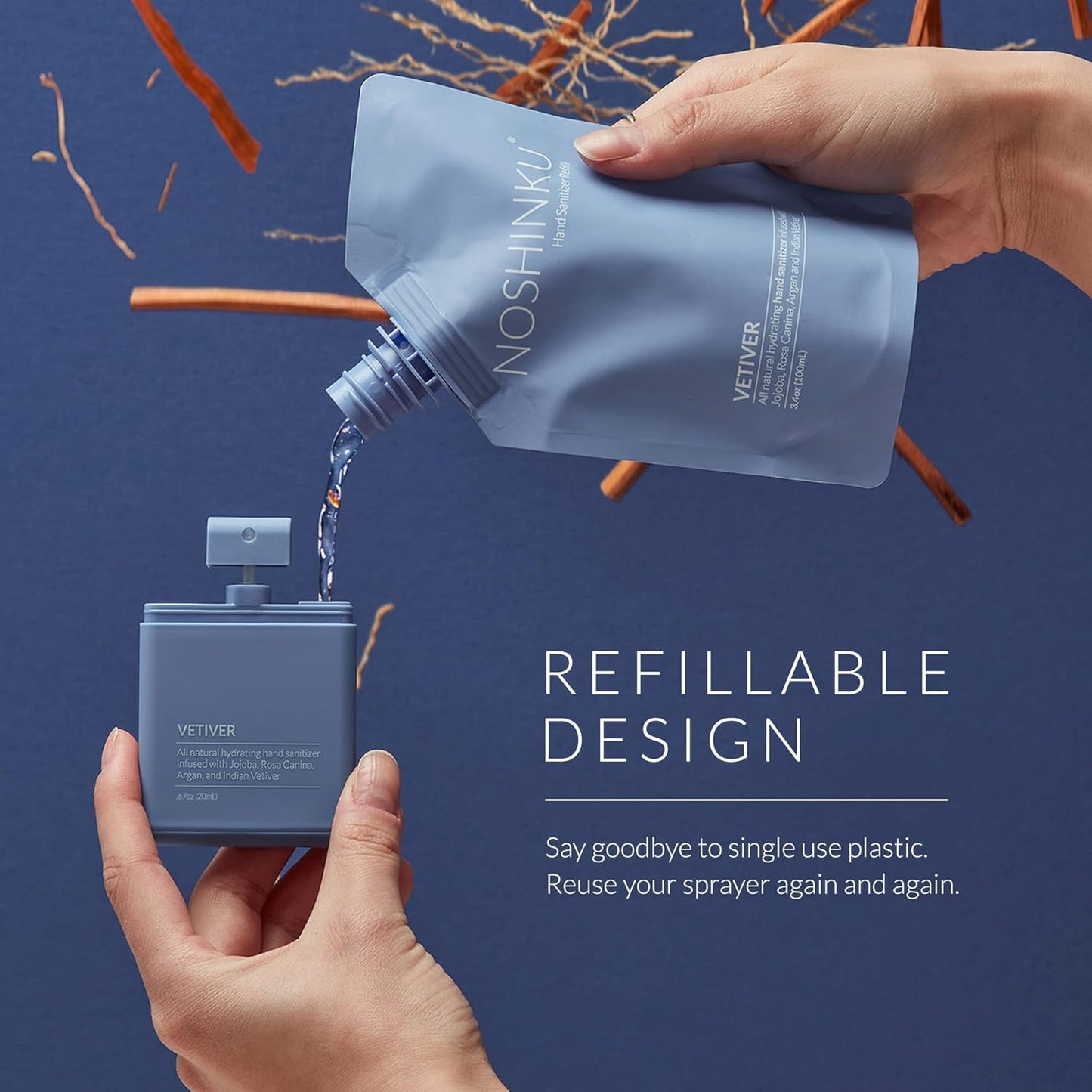 Noshinku Pocket Hand Sanitizer Refill Kit (Vetiver)