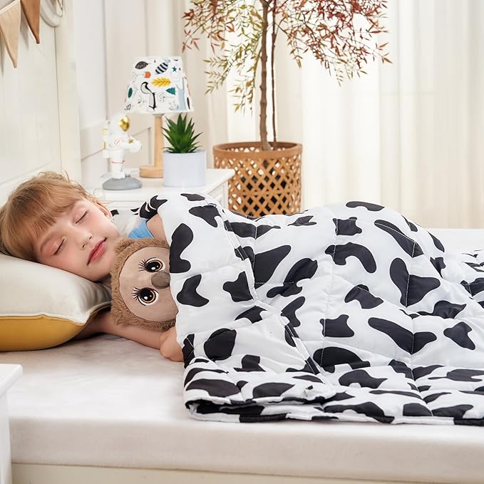 yescool Cow Print Weighted Blanket 7 Pounds Cooling Weighted Lap Blanket, Heavy Blankets, Comfortable Weighted Throw Blanket Gifts for 60-80lbs, 40"x60"