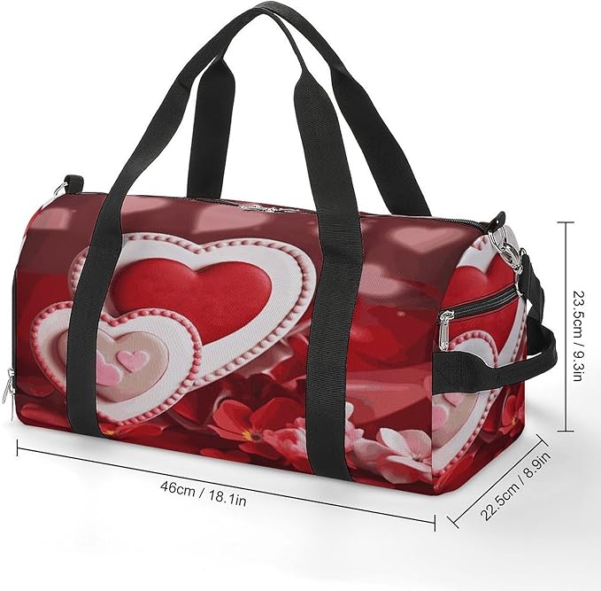 Oxford Cloth Happy Valentine's Day Gym Bag,Duffle Bag with Shoes Compartment And Adjustable Shoulder Straps，Weekender Bags for Men Women.