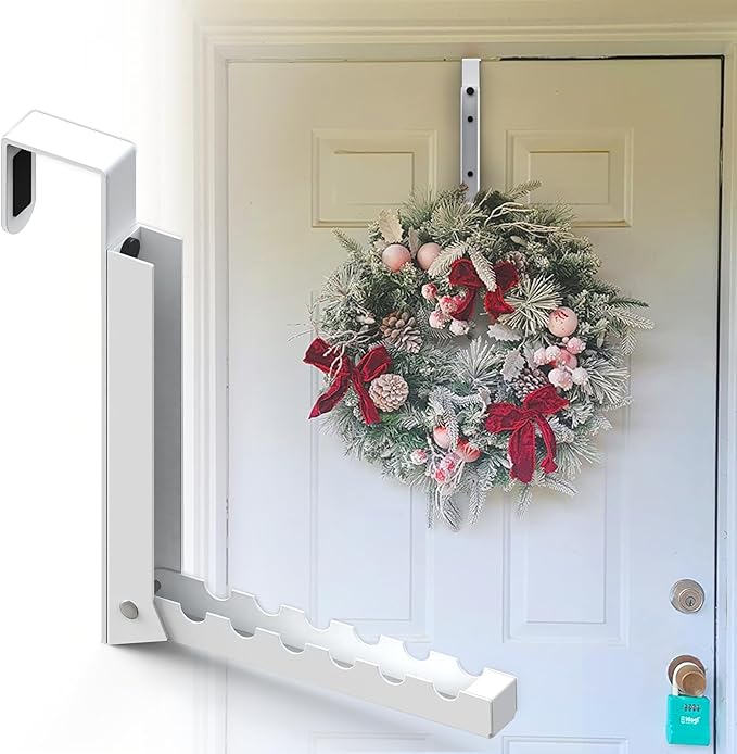 2 Pcs Over The Door Hooks Hanger,Folding Over Door Clothes Drying Laundry Rack Hooks for Hanging Clothes,Over Door Towel Racks with 6 Groves,Hanger for Clothes,Coats,Towels for Bedroom Bathroom -White