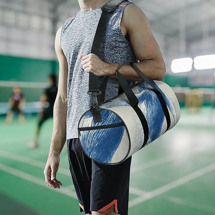Japanese Whales Jumping Mens Gym Bag for Women Sports Duffle Weekender Bags Travel Handbag Carry On