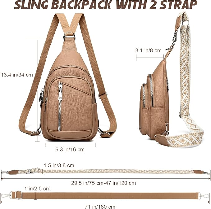 MYHOZEE Small Diaper Bag Crossbody Sling Purse for Women - 2 in 1 Leather Backpack with 2 Straps for Short Trips Work Daily | Mini diaper bag, Instant Wipes pocket, Adjustable Straps, Credit card slot, Moms and dads, Reusable Wipe pouchs