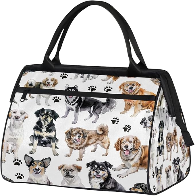 Multipurpose Duffle Bag, Waterproof Carry On Bag with Spacious Design, Dog Paw Pattern Gym Bags, 15.2x8.3x11.6in
