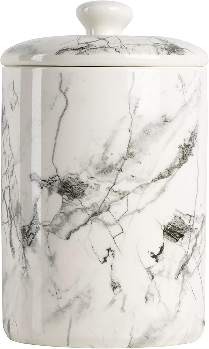10 Strawberry Street Marble Ceramic Kitchen Canister Set, Set of 3, White/Black