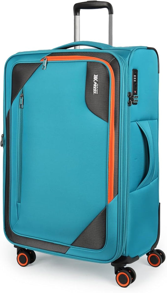 28 inch Luggage with Spinner Wheels,Large Softside Expandable 20% Checked Luggage w/TSA LOCK,Lightweight Durable Rolling Luggage for Men/Women（SkyBlue,28in）