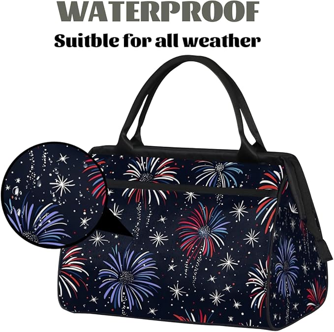 Chic Colorful Fireworks Overnight Weekender Bag for Women Men Travel Duffel Bags Waterproof Luggage Carry on Sports Yoga Gym Bag