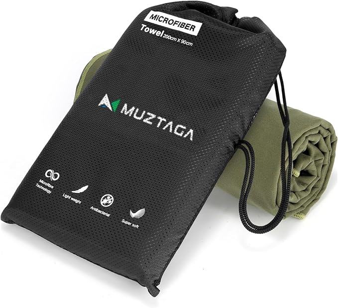 Microfiber Towel for Travel, Camping, Hiking, Backpacking, Shower – Quick Dry, Ultra Compact, Lightweight & Super Absorbent(Army Green,51x27 in)