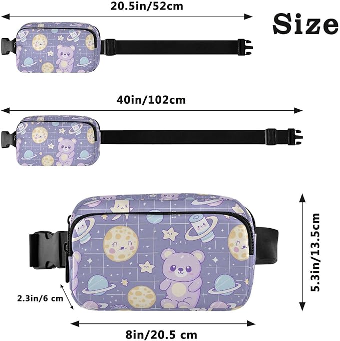 Kawaii Teddy Bear Universe Fanny Pack for Women Men Water Resistant Fashion Waist Packs with Adjustable Strap Belt Bag for Travel Workout Jogging Hiking 21219108