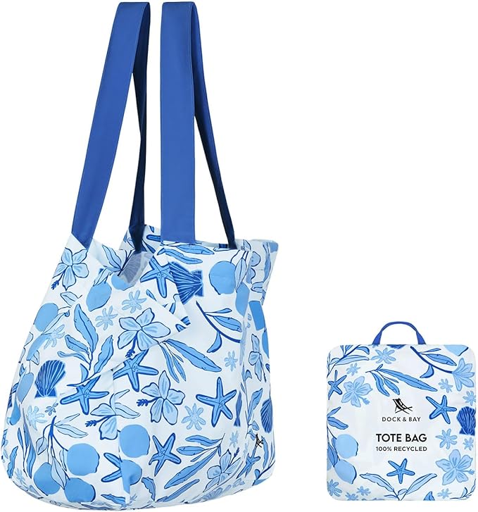Dock & Bay Everyday Beach Tote Bag - Reusable Carrier Bag for Daily Use - Carries Up to 10kg - 100% Recycled Materials