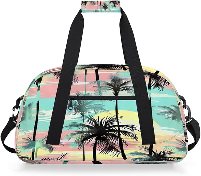 Colorful Palm Trees Sports Duffel Bags, Water-Resistant Gym Duffle Bag for Men Women, Lightweight Weekender Overnight Bag for Fitness, Workout, Travel
