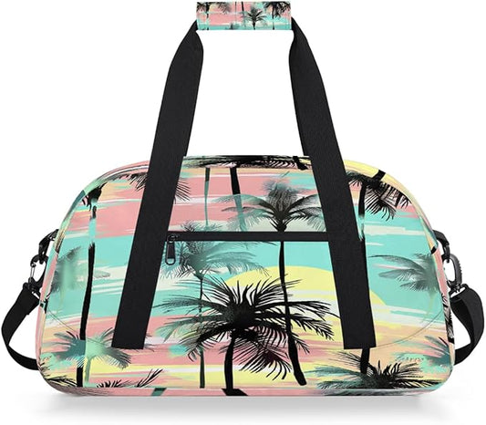 Colorful Palm Trees Sports Duffel Bags, Water-Resistant Gym Duffle Bag for Men Women, Lightweight Weekender Overnight Bag for Fitness, Workout, Travel