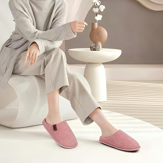 COFACE Unisex Mens Womens Cozy Memory Foam Scuff Slippers Casual Slip On Warm House Shoes Indoor/Outdoor Felt Sandal Slippers Size 4-15