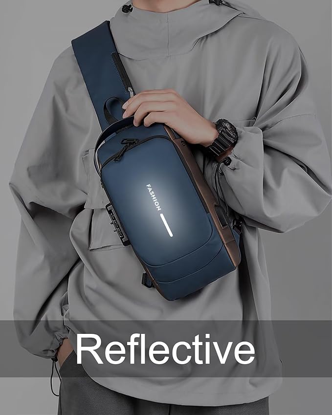 Sling Bag for Men Women, Anti-theft Crossbody Bags with USB Charging Port Waterproof Crossbody Sling Backpack Shoulder Bag for Hiking Cycling Running Travel