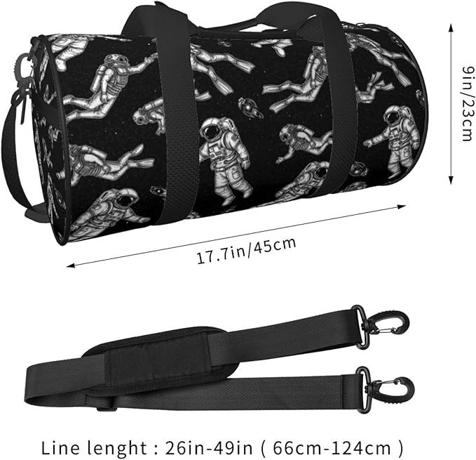 Duffel Bags Sports Gym Bag Travel Luggage Overnight Bags Astronaut And Scuba Diver Black for Men Women Traveling