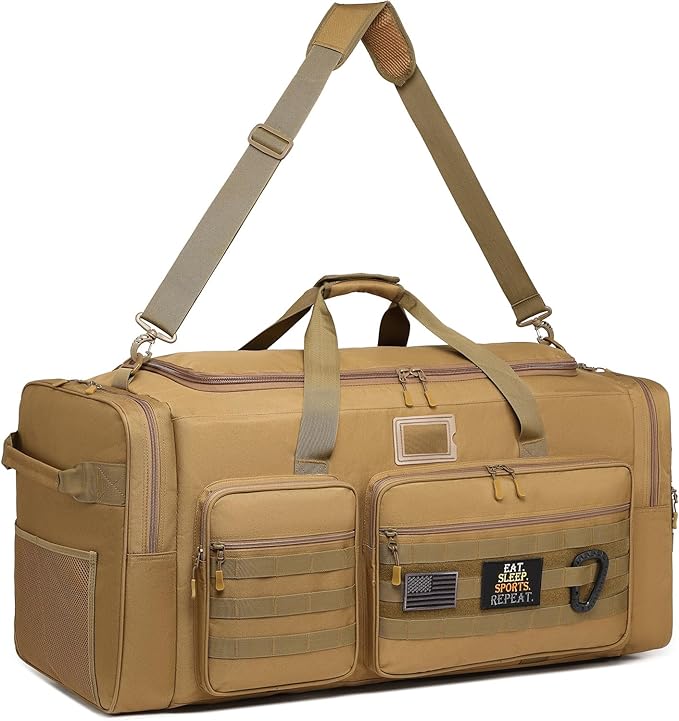 135L Large Duffle Bag, Heavy Duty Duffle Bag for Travel, Extra Large Sports Gym Equipment Bag for Soccer Baseball Basketball Hockey Football, Brown
