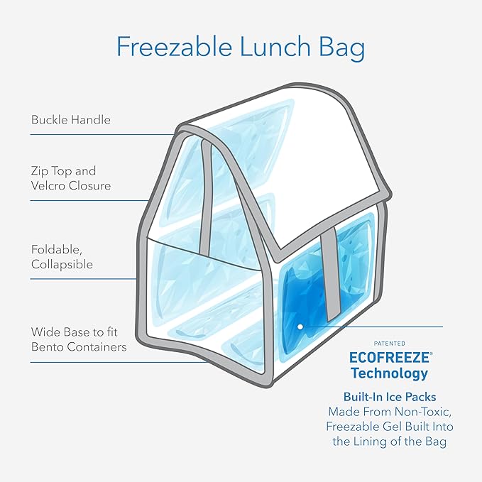 PackIt Freezable Lunch Bag, City Charcoal, Built with EcoFreeze Technology, Foldable, Reusable, Zip and Fold Closure with Buckle Handle, Designed for Work Lunches and Fresh Lunch On the Go