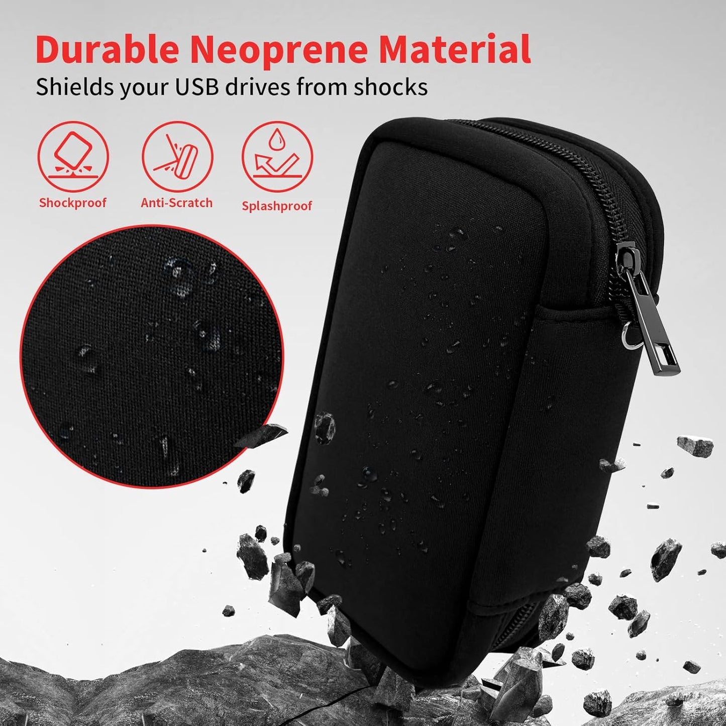 ABLAZE Flash Drive Case 20 Slots for USB Storage, USB Holder Storage Bag with Label, Electronic Accessories Organizer for Thumb Drive (Black)