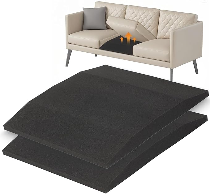 20"x20"Couch Cushion Support for Sagging Seat, Trapezoid 40D High Density Foam Couch,Sofa Cushion Support Replacement for Furniture Sagging, Black(2PCS)