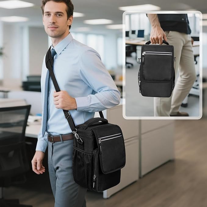 Carrying Case Compatible with Owl Labs Meeting Owl 3, 4, Pro, Original, Meeting Camera Travel Storage Bag with Multiple Pockets for Accessories, with Shoulder Strap, Shock-absorbing Foam, Black