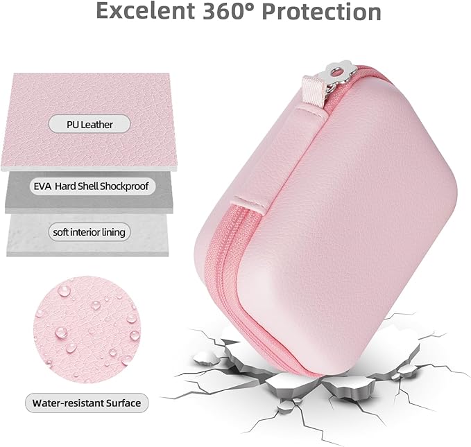 Digital Camera Case: Small Cute Pouch for Kodak pixpro fz55 fz45, Canon ixus 285 Hs Elph 360, Nikon s6900, Sony dsc w830, Camkory dc403, Compact Camera Accessories for Girl (Pink)