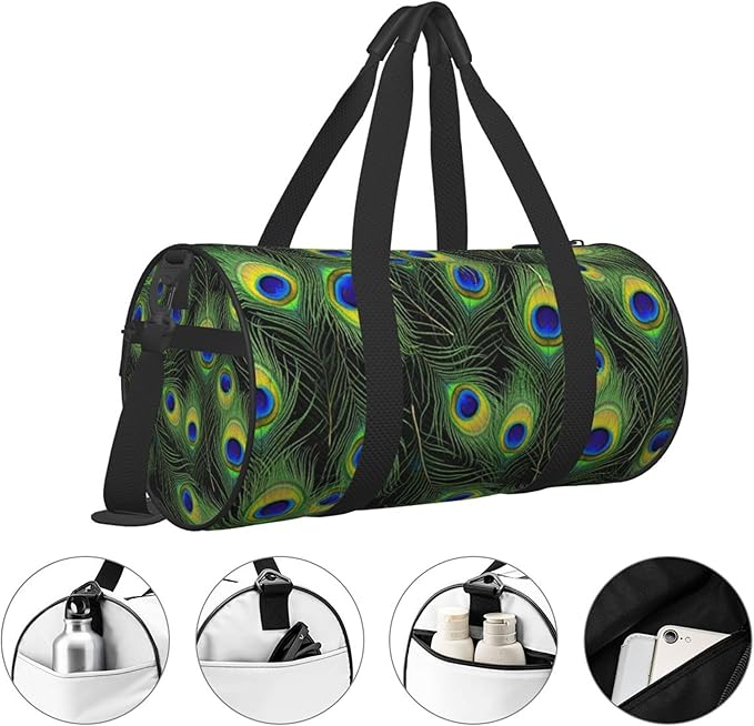 Small Travel Duffel Bag Foldable Waterproof for Gym Beach Swim Bag Men Women Lightweight Sports Bags Peacock