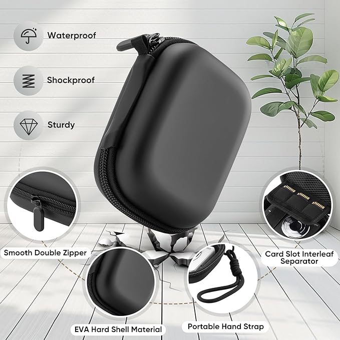 Camera Case for Digital Camera CAMKORY DC403 FHD 1080P/ KODAK PIXPRO FZ55/ FZ45, Small Travel Compact Camera Holder with Mesh Pocket for Accessories SD Card (Black)