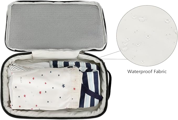 MOMIGO Baby Diaper Bag Organizer Pouches - 2 Pack Waterproof Pod Hanging Diaper Bag Mesh Bag Reusable, Washable or Baby Cloth Diapers (Black)
