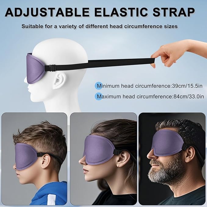 2 Pack Sleep Mask for Side Sleeper, Complete Light Blocking 3D Sleeping Eye Mask, Soft Breathable Eye Cover for Women Men, Travel, Nap, Relaxing Zero Pressure Night Blindfold (Black+Blue Grey)