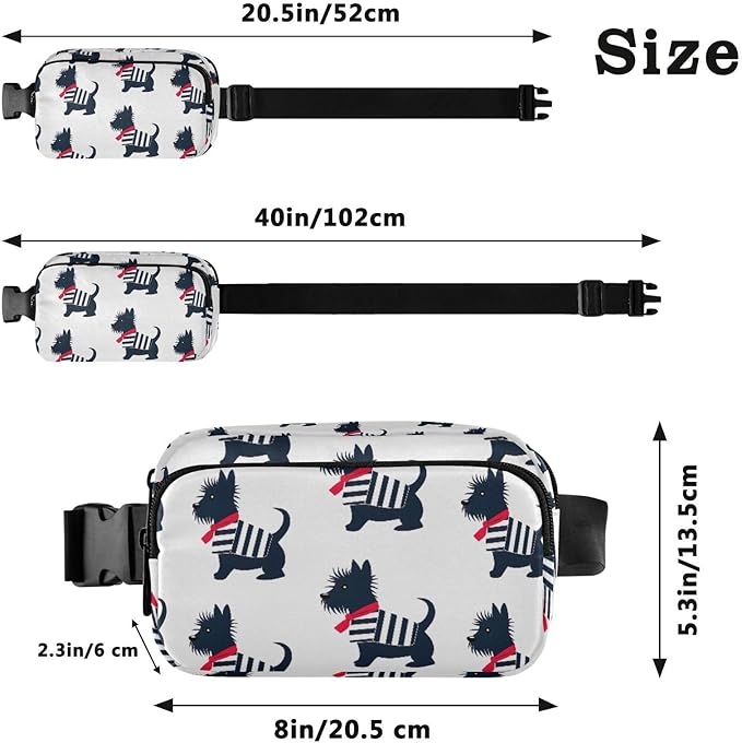 Kawaii Schnauzer Dog Fanny Pack for Women Men Water Resistant Fashion Waist Packs with Adjustable Strap Belt Bag for Travel Workout Jogging Hiking 21219257