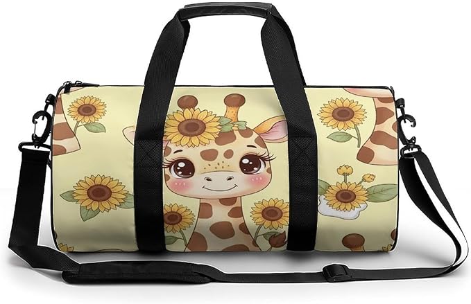 Weekender Carry on Beach Yoga Bag Sport Gym Fitness Tote Overnight Weekender Travel Bags for Men Women (Sunflower Giraffe)