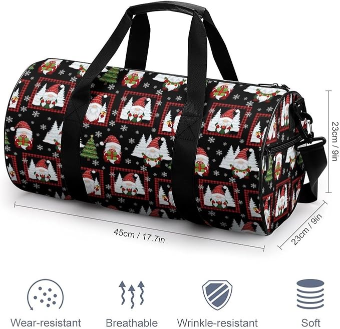 Basketball Football Weekender Bag Red Gnomes Snow Christmas Carry on Beach Yoga Overnight Luggage Bag Sports Gym Bags for Men Women