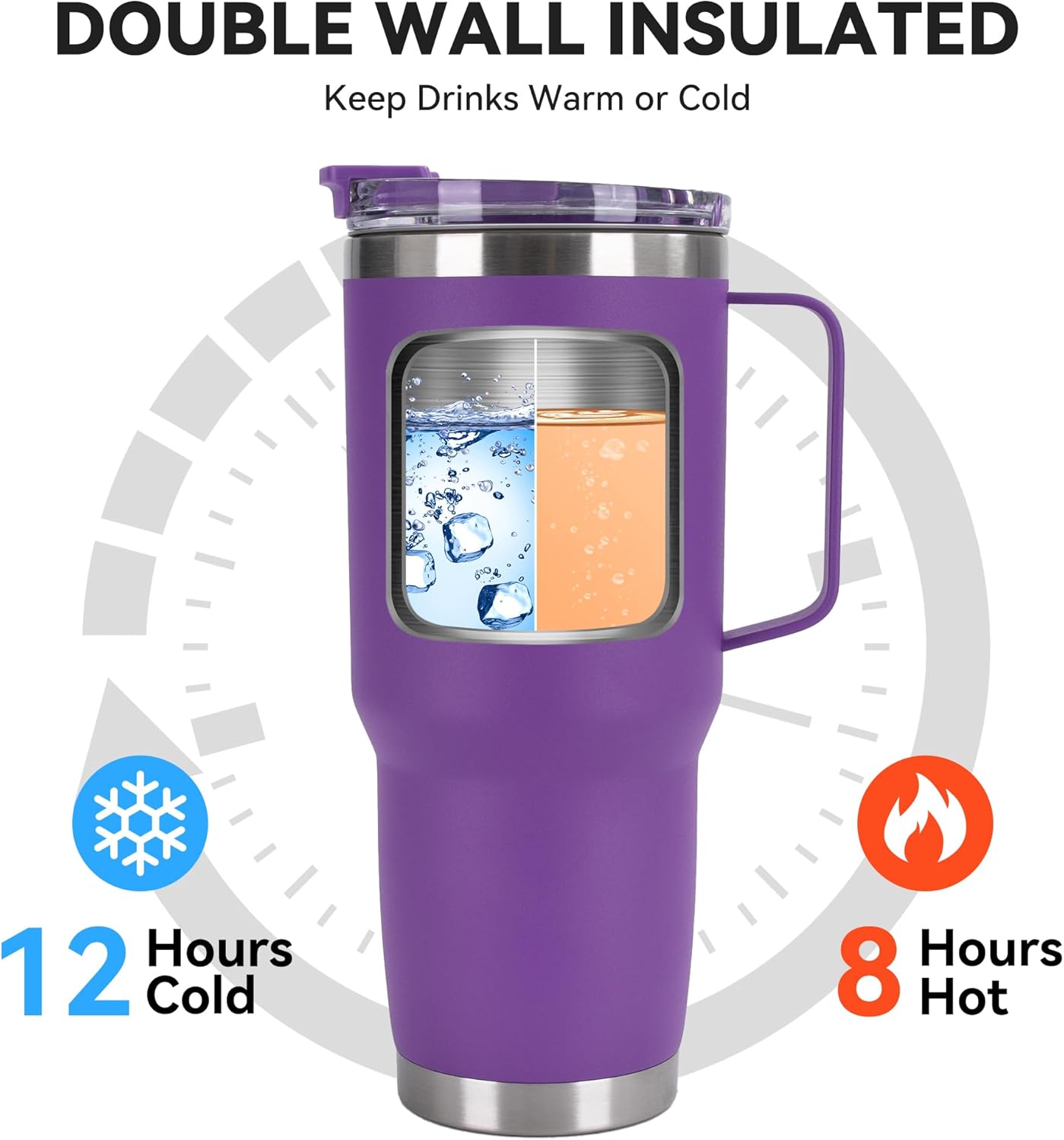 HASLE OUTFITTERS 30oz Tumbler Bulk with Handle, Insulated Travel Coffee Mug Set with Handle Leak-Proof Double Wall Stainless Steel Vacuum Tumblers Pack Metal Cup for Hot and Cold Drink