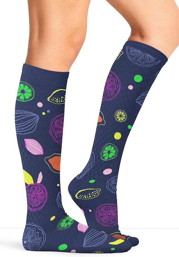 Cherokee Women's 10-15mmHg Compression Socks – Fun Print Knee Highs with Light Support, Soft Feel - PRINTSUPPORT