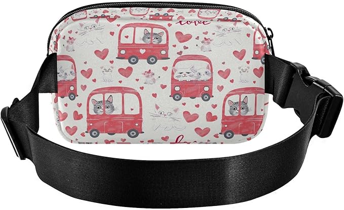 Kawaii Cat Bus Fanny Pack for Women Men Water Resistant Fashion Waist Packs with Adjustable Strap Belt Bag for Travel Workout Jogging Hiking 21220289