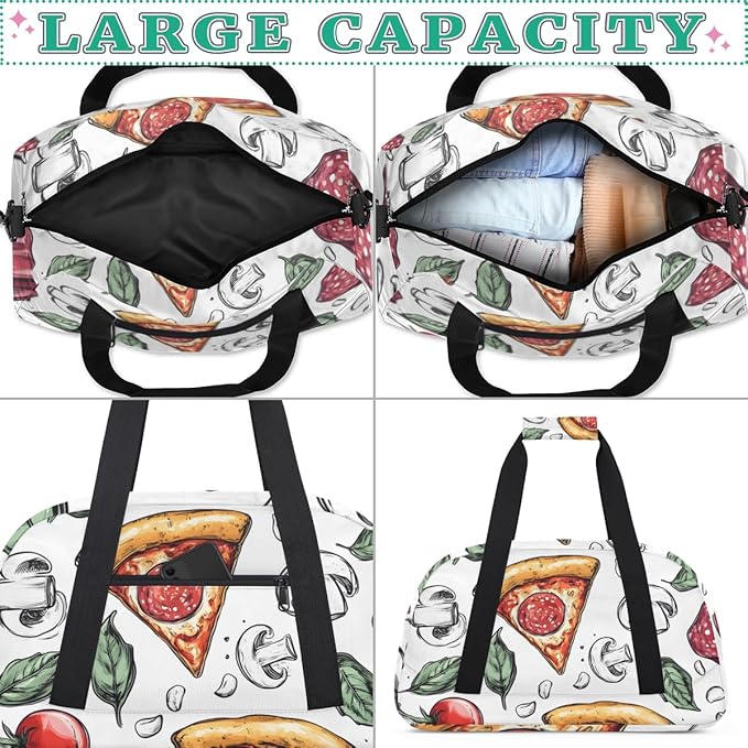 Fresh Sausage Pizza Kids-Duffel-Bags Gymnastics Dance Bag Carry-On Overnight Travel Gym Lightweight Dance Sports Bags For Girls Boys Kids，