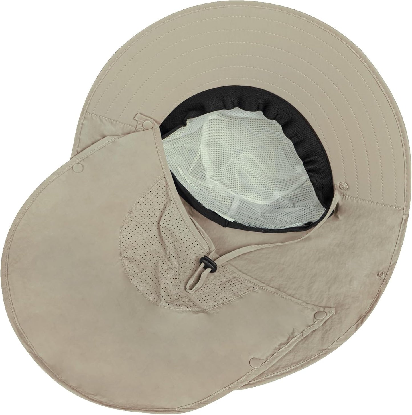 Rosoz Sun Hat for Men Women with Neck Flap,Wide Brim UPF50+ Fishing Hat with Detachable Face Cover Outdoor Sun Protection Hat