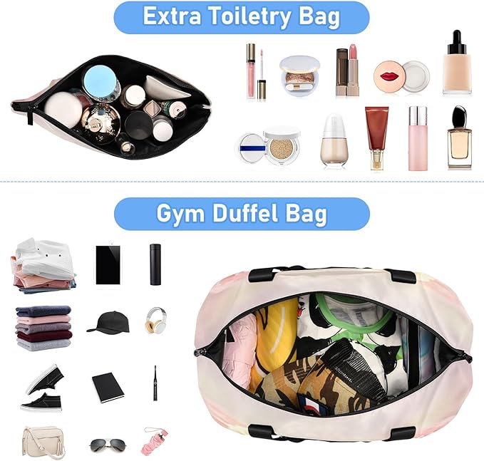 Travel Duffel Bags for Women Watercolor Roses Sports Duffel Bags Gym Bags with Shoes Compartment Tote Bag Weekender Bag for Travelling