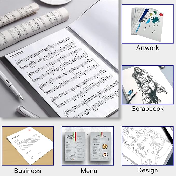 Presentation Binder with Clear Plastic Sleeves, Folder for Artwork, 60 Pockets Display 120 Pages of 8.5 X 11 or A4 Size Documents, Black