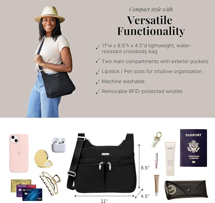 Baggallini Crossbody Travel Bag 11x8.5 Lightweight Water-resistant Nylon Handbag
