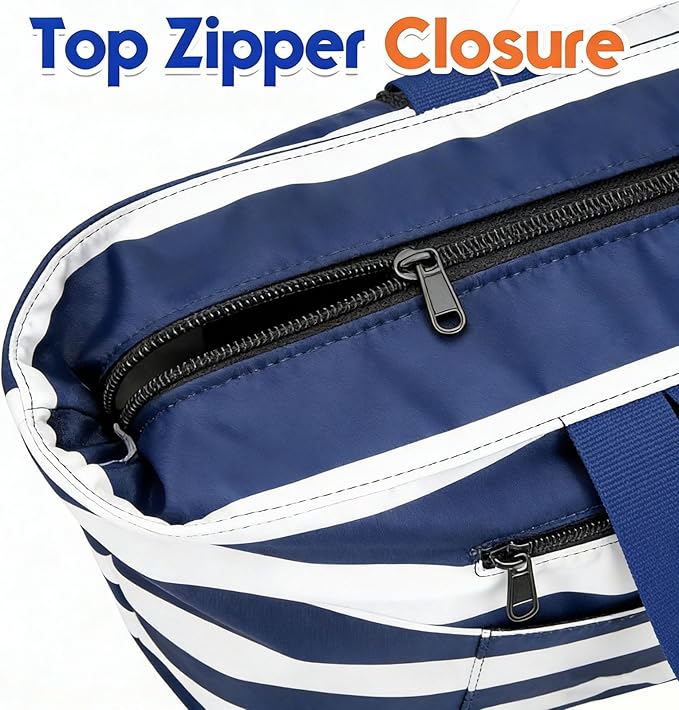 BKNOOU Extra Large Beach Bags Waterproof Sandproof XL Beach Tote Bag for Women Zipper Foldable Swim Pool Bag with Wet Pocket