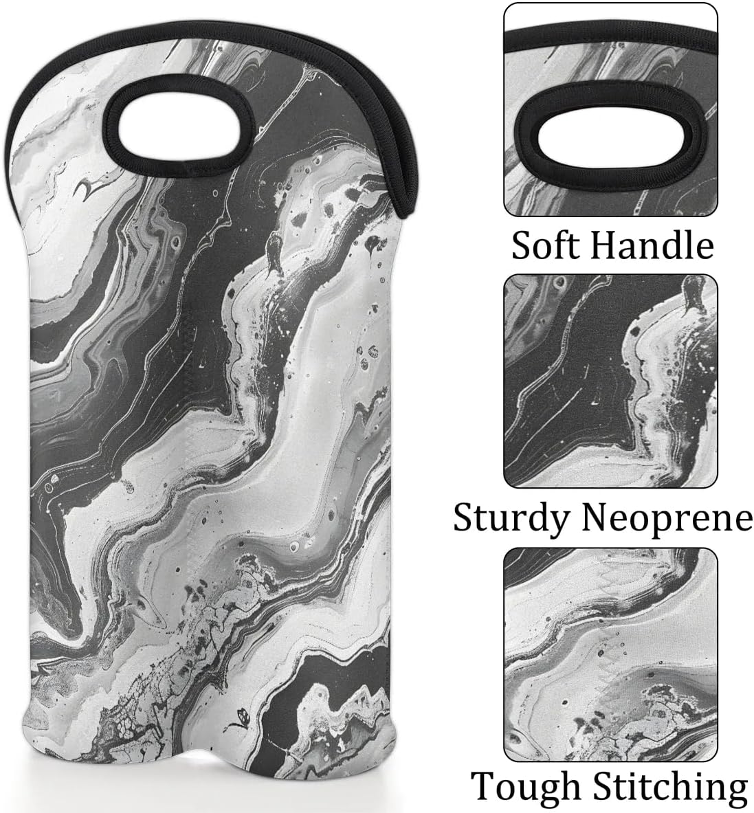 Wine Carrier Tote Personalized Bag for 2 Bottles - Neoprene Wine Bottle Holder with Carry Handle, Wine Protective Bag Insulated Bag Beer Cans Water Bottle Holder for Travel Picnic,Style15