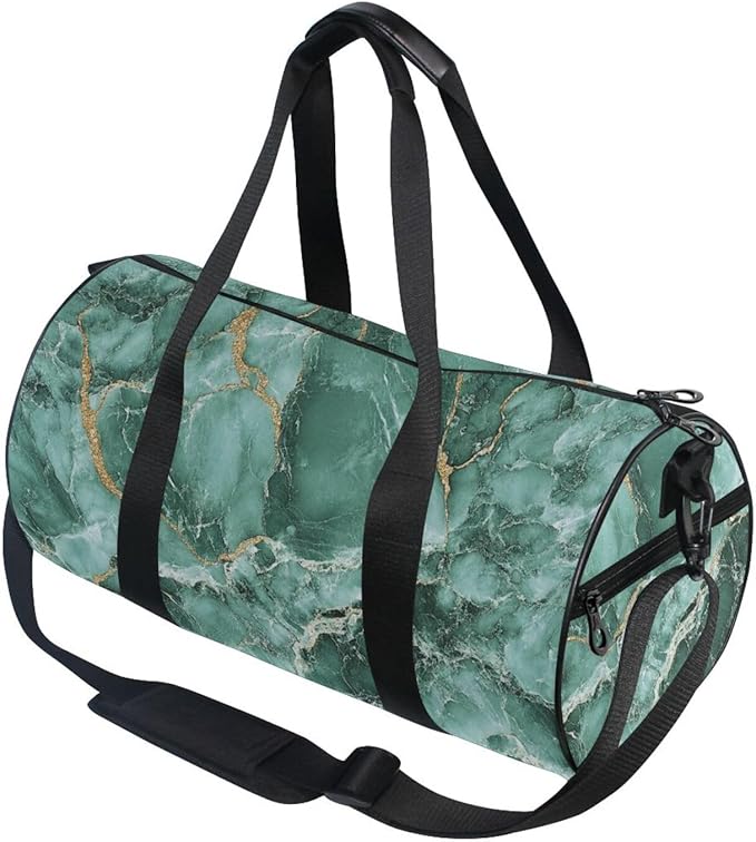Green Gold Irregular Marble Texture Large Capacity Travel Bag Gym Workout Bag