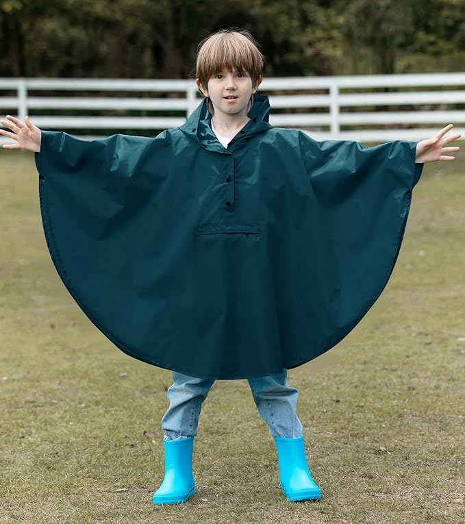 SaphiRose Lightweight Kids Rain Poncho Jacket Waterproof Outwear Rain Coat